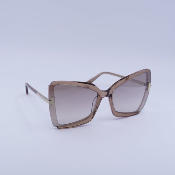 Tom Ford Gia FT0766 57G Sunglasses Gold Butterfly Frame, Brown Lenses main image 2